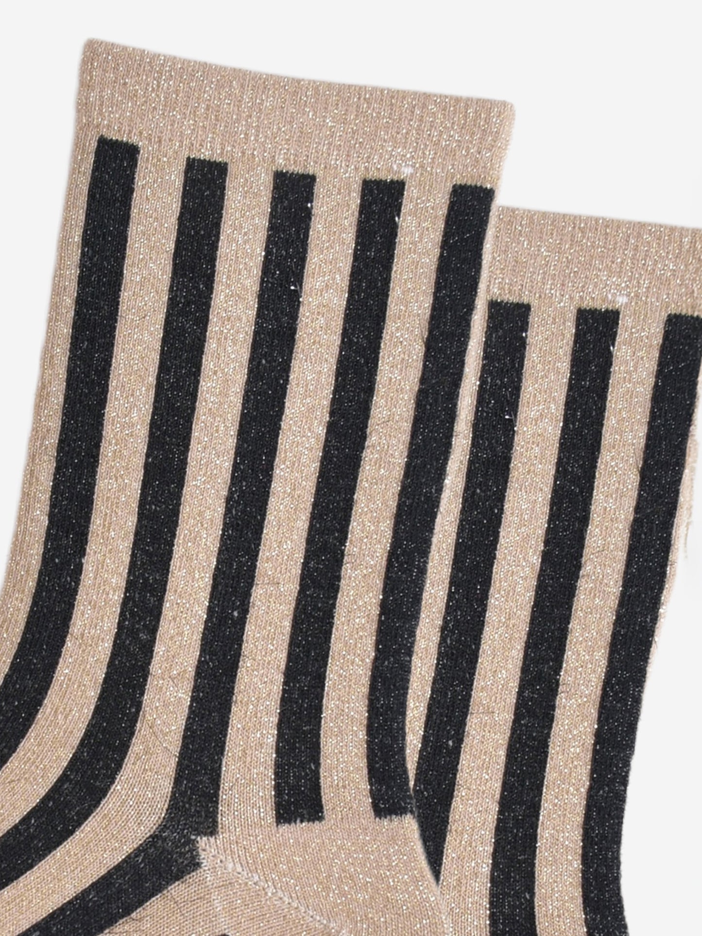 Women's Glitter Socks - Gold/Black, Vertical Stripe