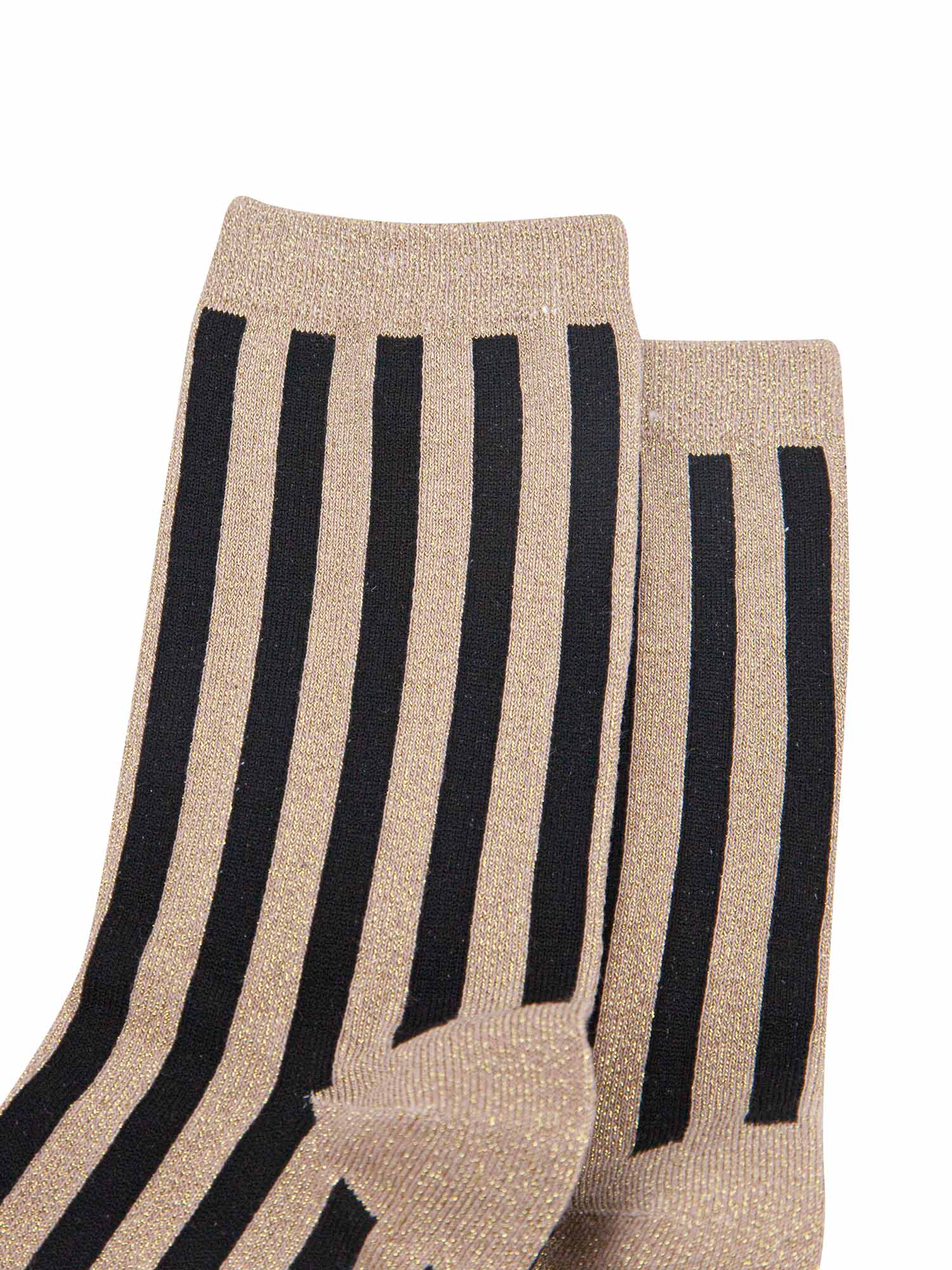 gold and black vertical striped glitter ankle socks