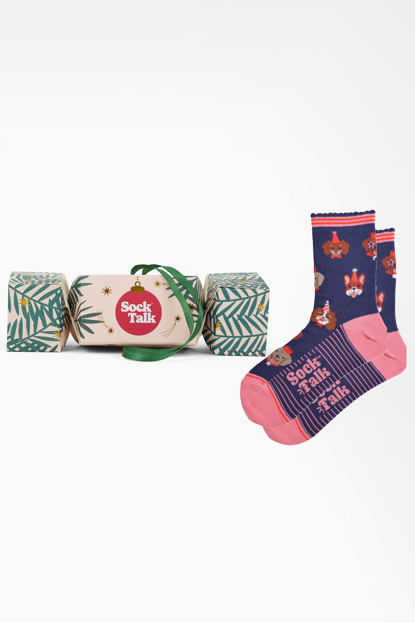 Party Dogs Bamboo Ankle Socks in a Christmas Cracker Gift Box