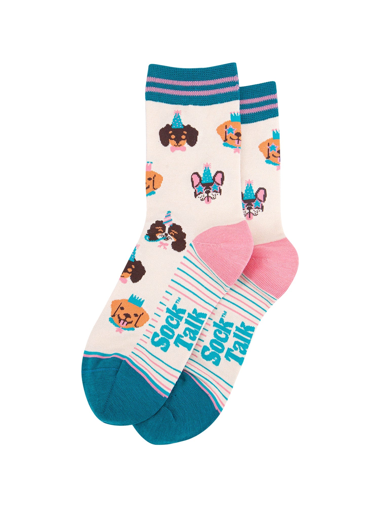 Party-Dogs-Bamboo-Socks-in-Cream-Laid-Flat