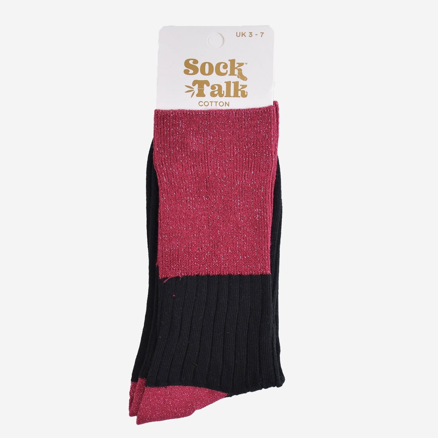 Women's Folding Cuff Socks - Berry/Black, Two Tone Glitter