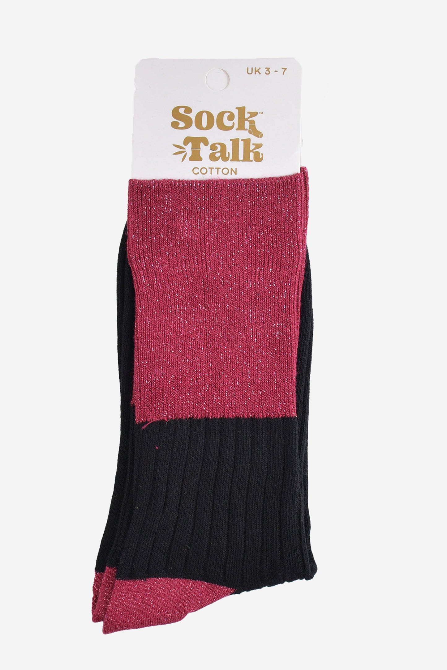 Women's Folding Cuff Socks - Berry/Black, Two Tone Glitter