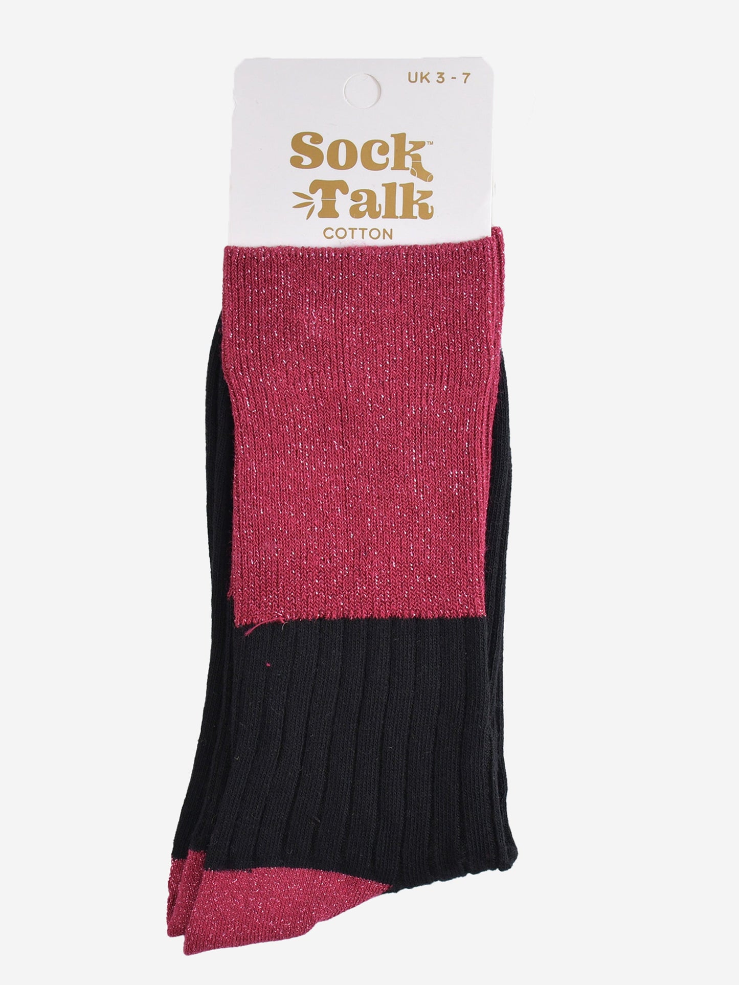 Women's Folding Cuff Socks - Berry/Black, Two Tone Glitter