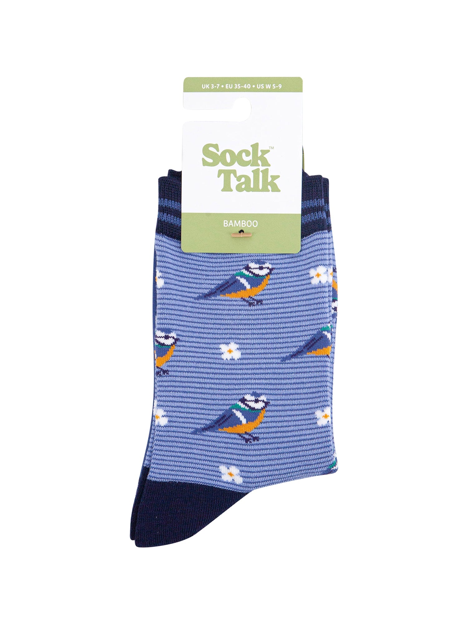 Blue-Tit-Floral-Bamboo-Socks-in-Blue-In-Packaging
