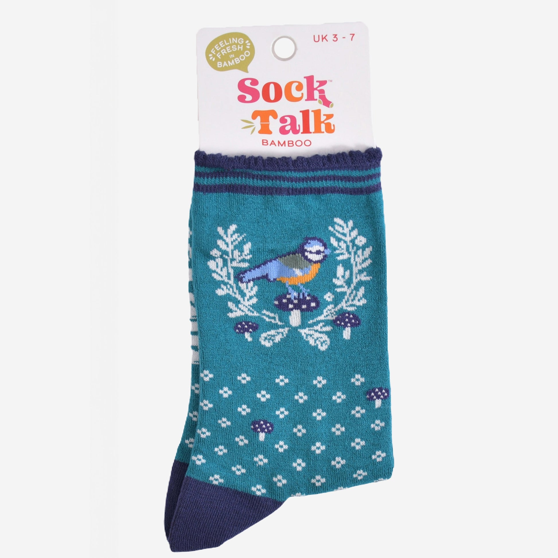 bamboo socks in their sock talk packaging, these socks are a uk size 3-7