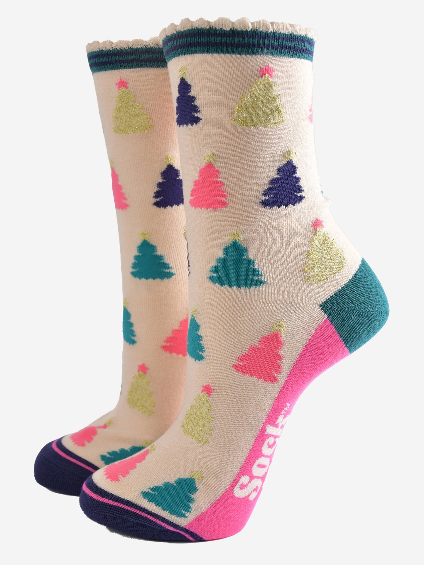 Womens Bamboo Sock Giftset - Navy Blue/Green, Christmas Driving