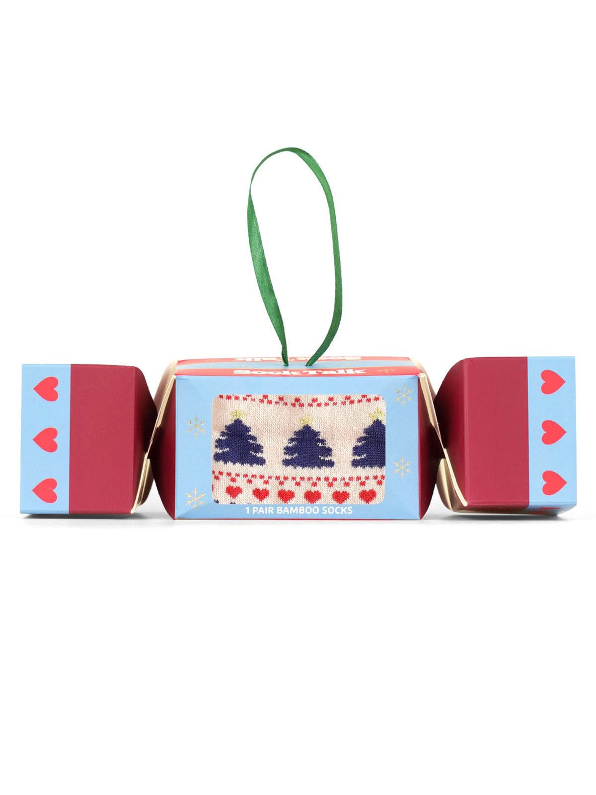 Christmas-Tree-Fair-Isle-Bamboo-Crew-Socks-Christmas-Cracker-Gift-Box-in-Cream/Red