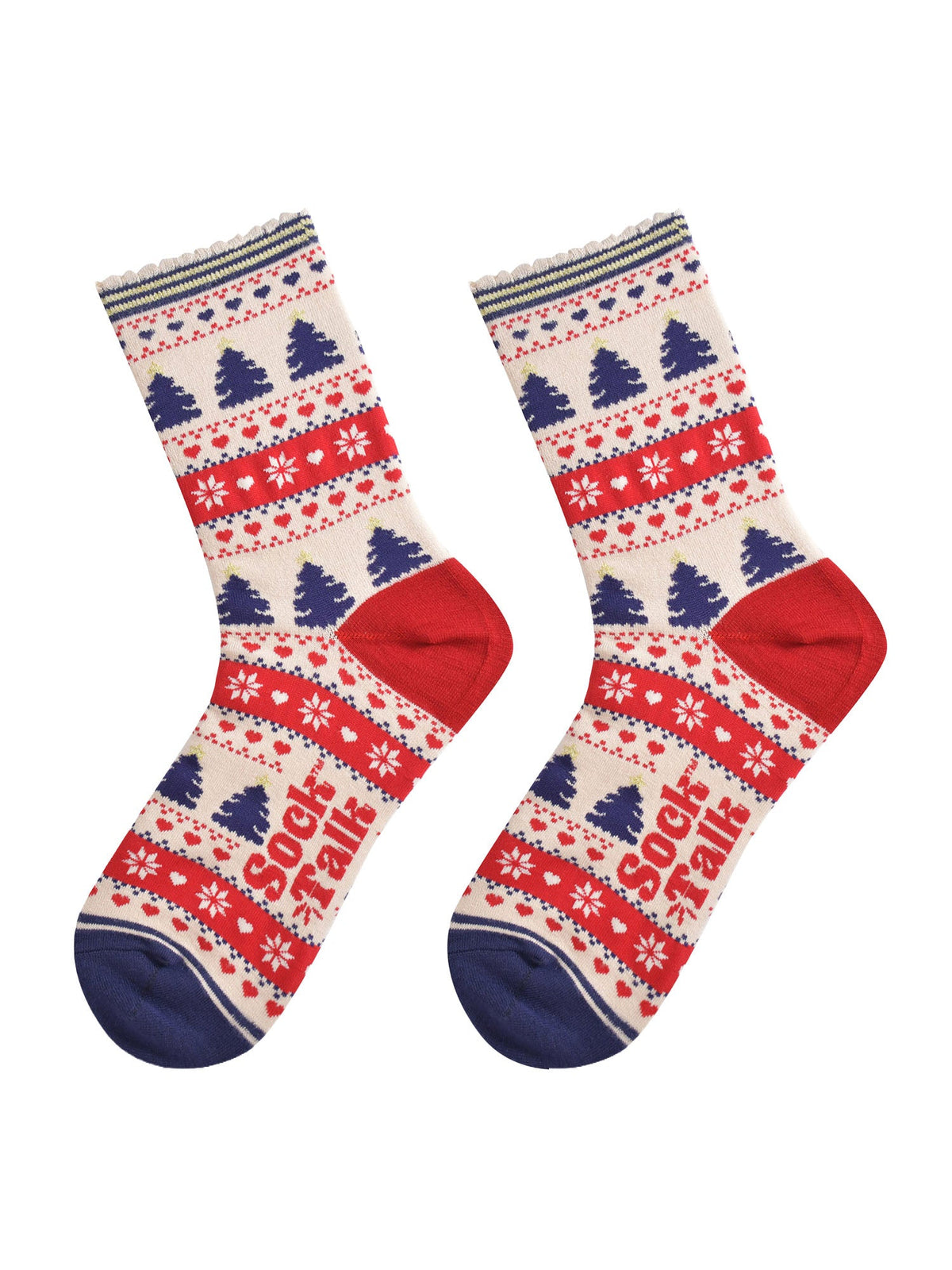 Christmas-Tree-Fair-Isle-Bamboo-Crew-Socks-Christmas-Cracker-Gift-Box-in-Cream/Red