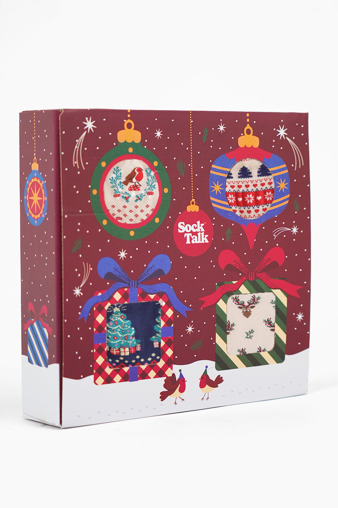 Women's Bamboo Socks Festive Gift Set - Cream/Red, Classic Christmas