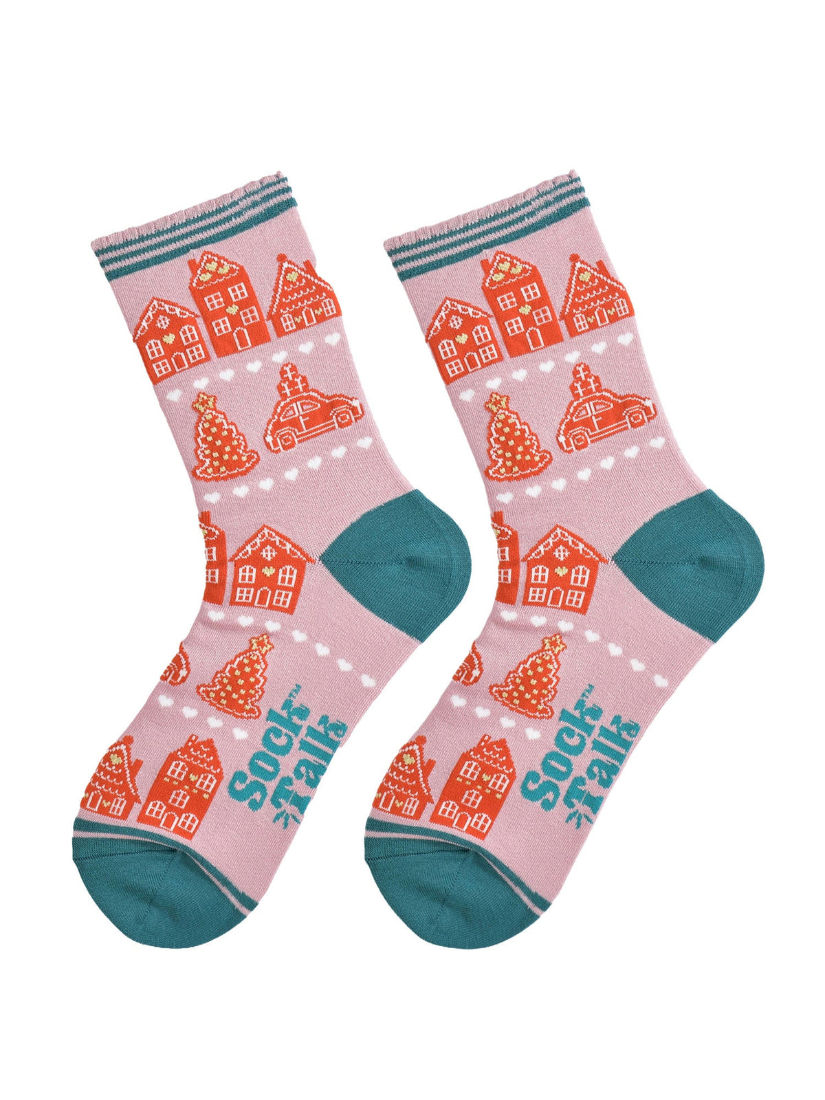 Gingerbread-Cookie-Bamboo-Crew-Socks-Christmas-Cracker-Gift-Box-in-Pink