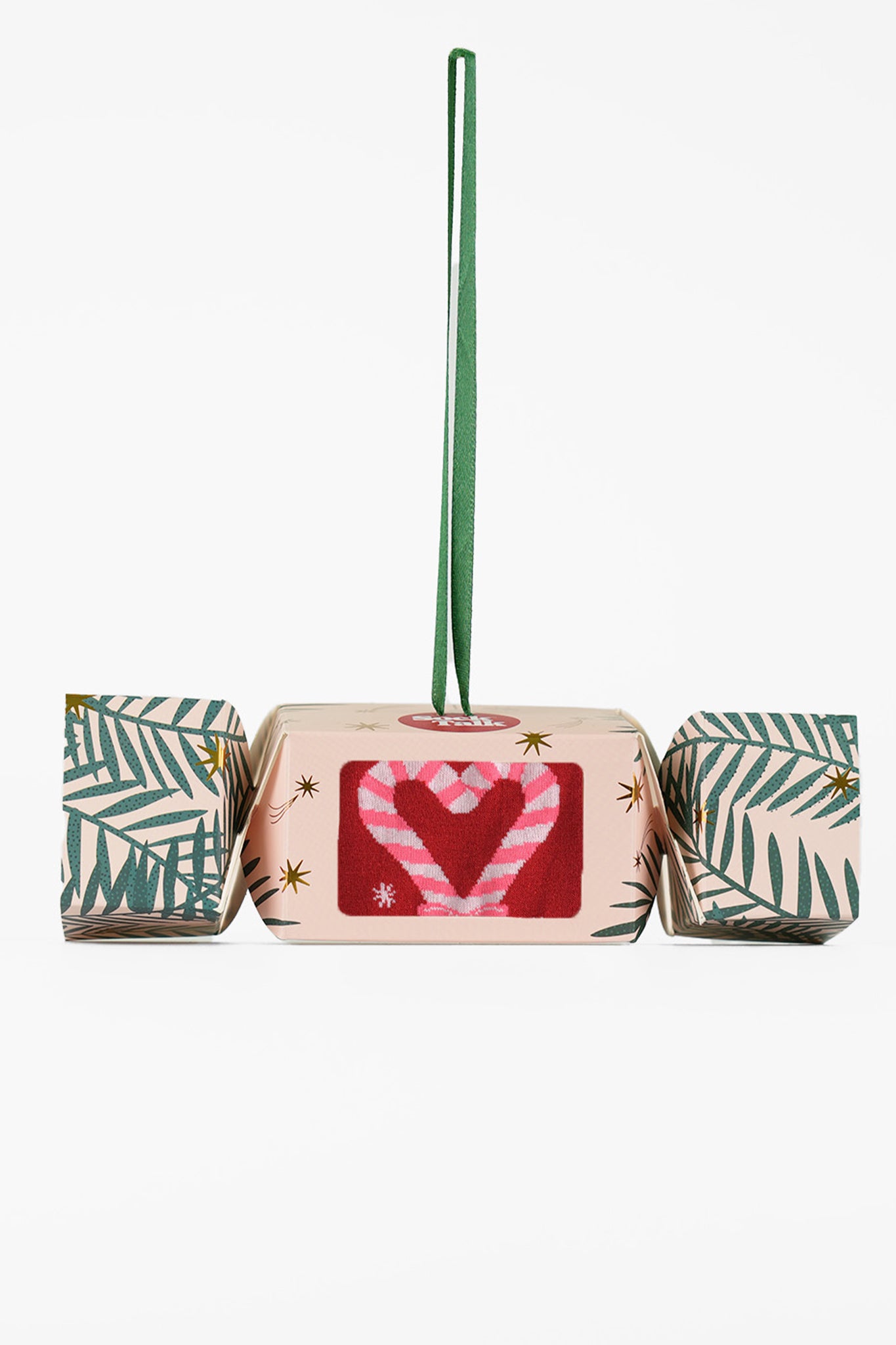 Women's Bamboo Ankle Socks Christmas Cracker Gift Box - Red/Navy Blue, Candy Cane Hearts