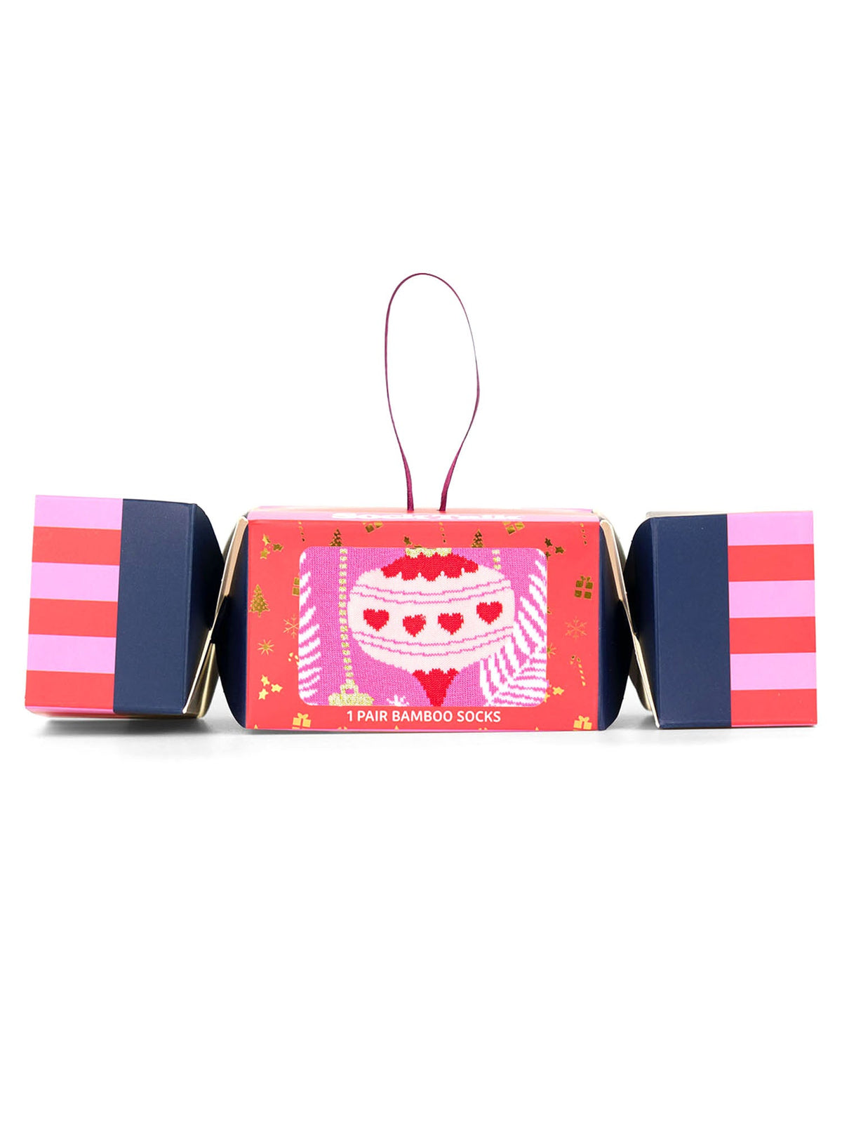 Christmas-Baubles-Bamboo-Crew-Socks-Christmas-Cracker-Gift-Box-in-Pink