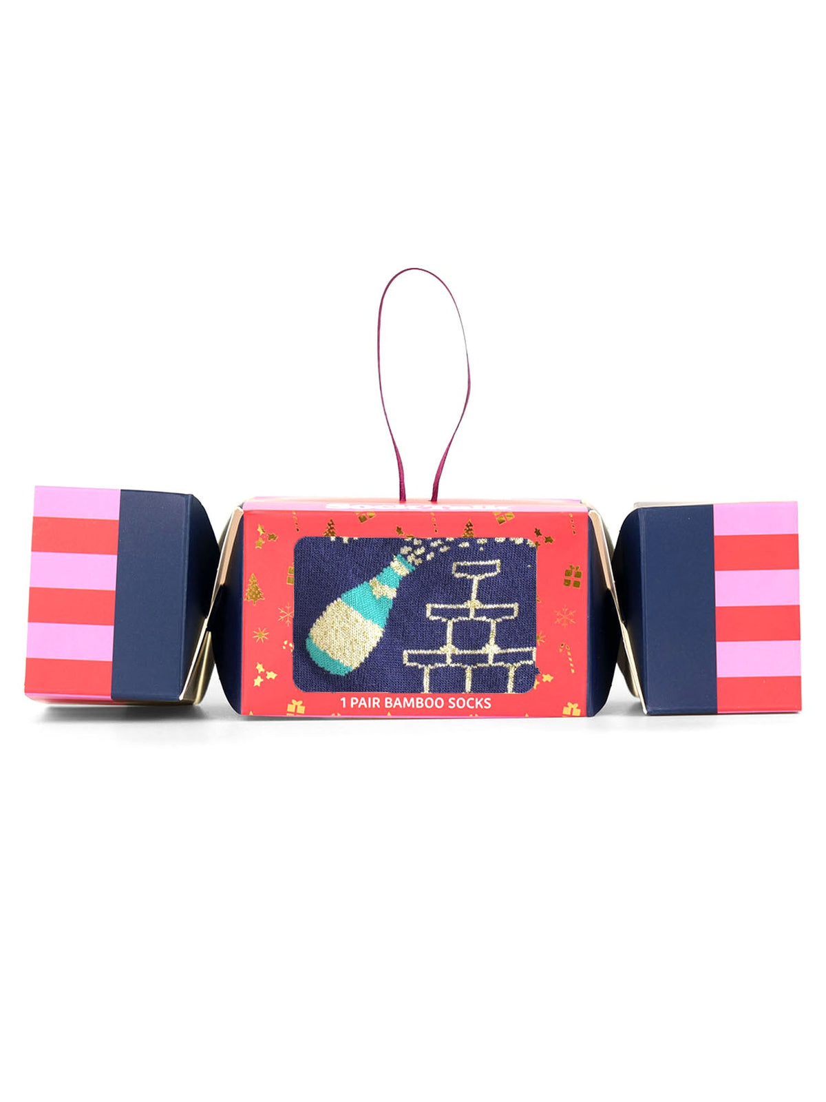 Prosecco-Popping-Bamboo-Crew-Socks-Christmas-Cracker-Gift-Box-in-NavyBlue/Pink