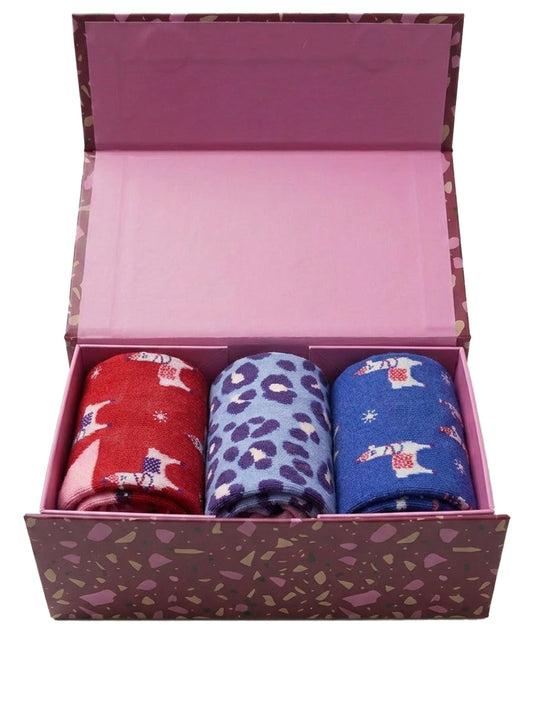 Llama Leopard Bamboo Socks Gift Set