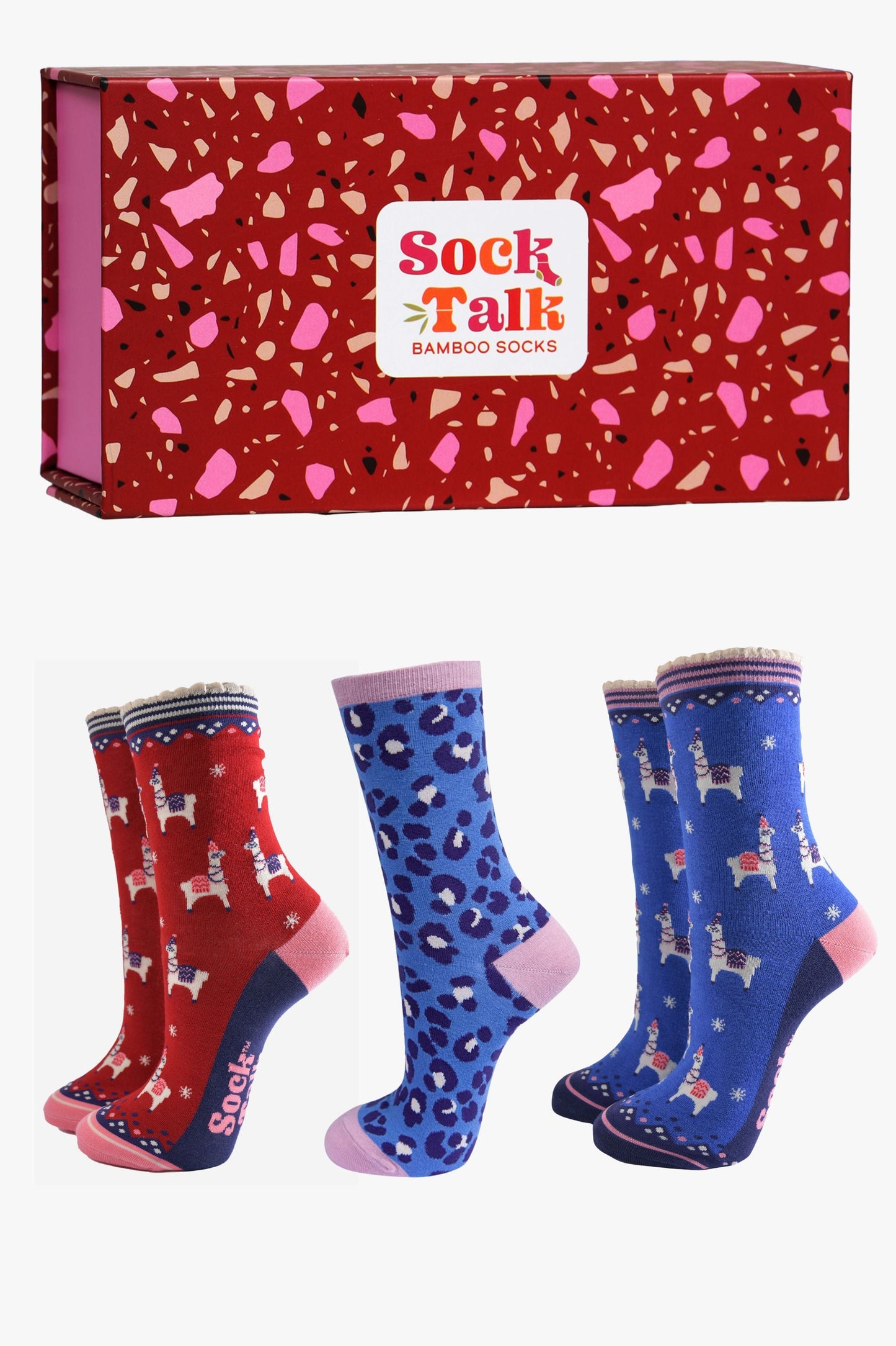 womens-socks-gift-box-red-llama-bamboo