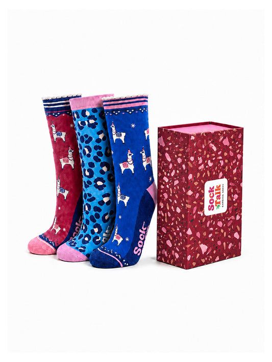 Llama Leopard Bamboo Socks Gift Set