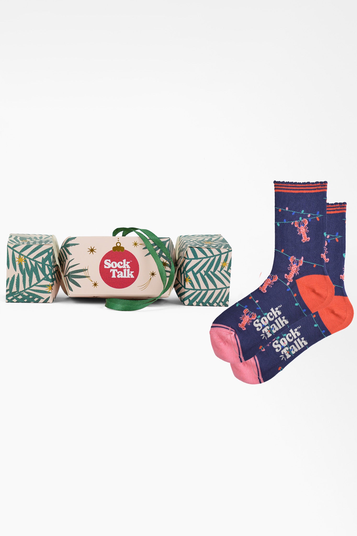 Lobster Party Lights Bamboo Ankle Socks in a Christmas Cracker Gift Box