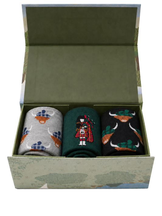 mens-socks-gift-box-forest-green-scottish-highlands