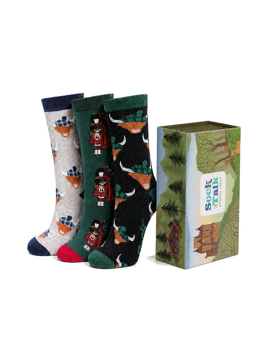 mens-socks-gift-box-forest-green-scottish-highlands