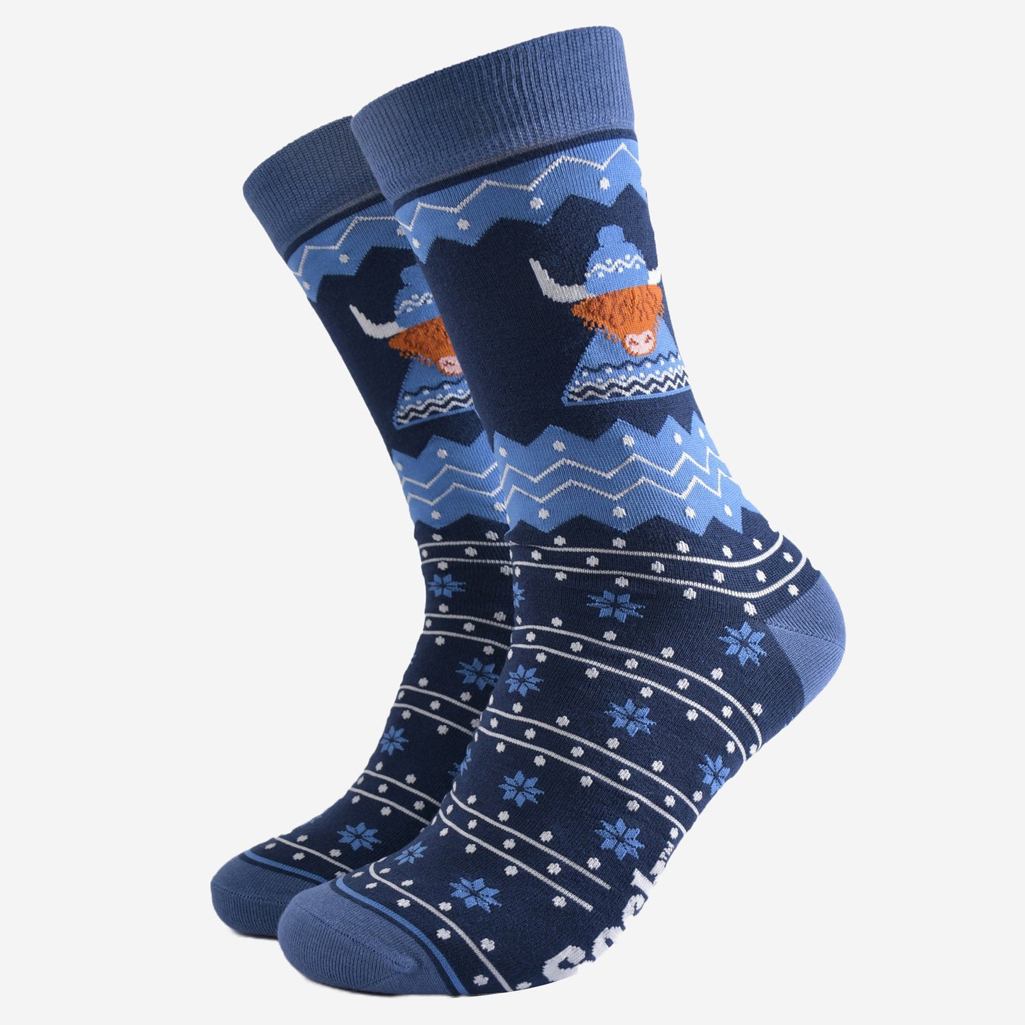 Men's Bamboo Socks - Blue, Highland Cow Hat and Jumper