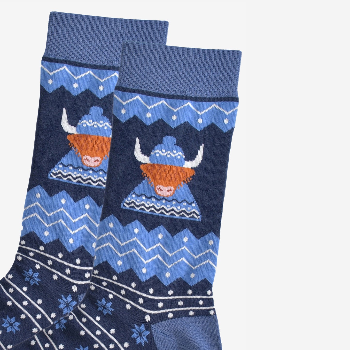 Men's Bamboo Socks - Blue, Highland Cow Hat and Jumper