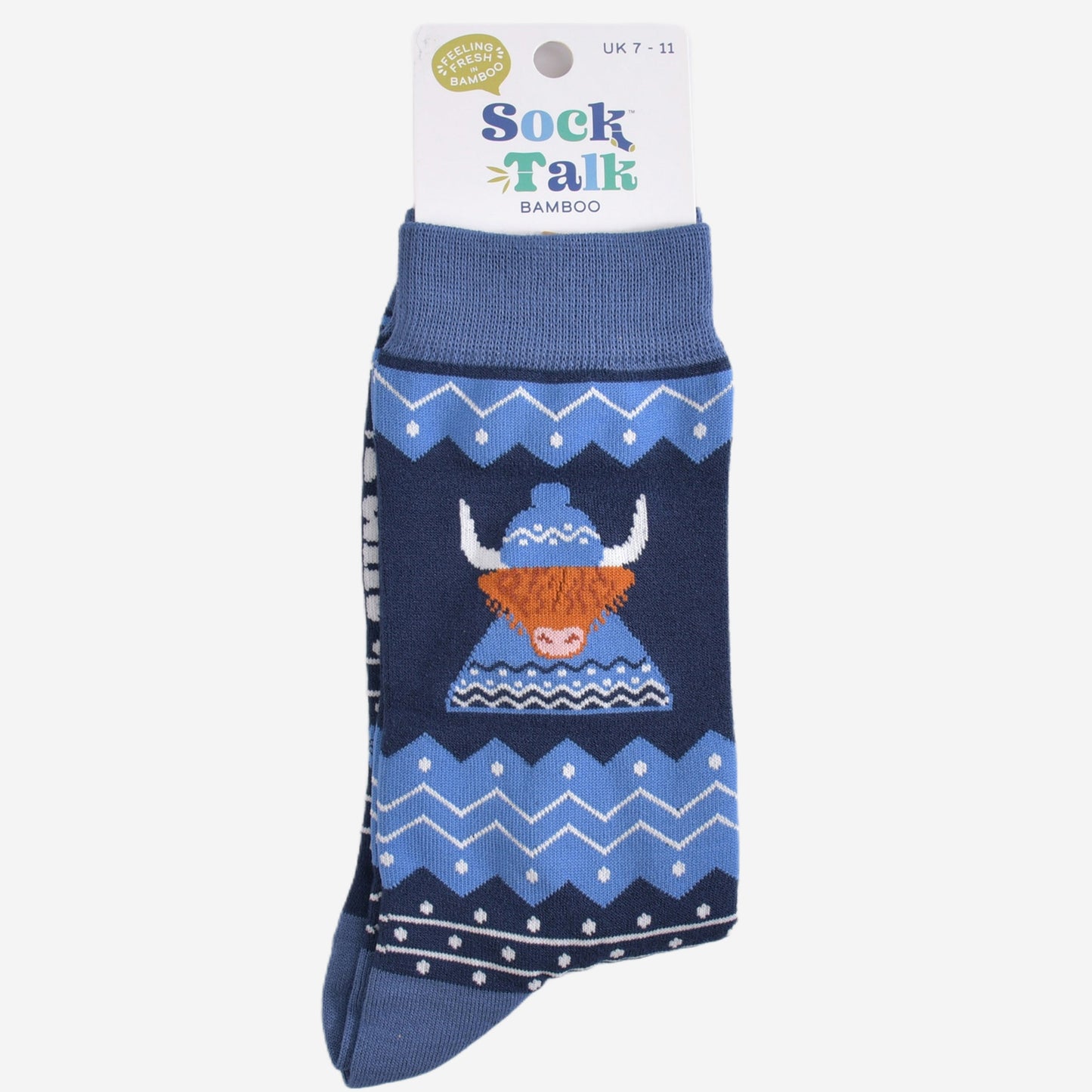 Men's Bamboo Socks - Blue, Highland Cow Hat and Jumper