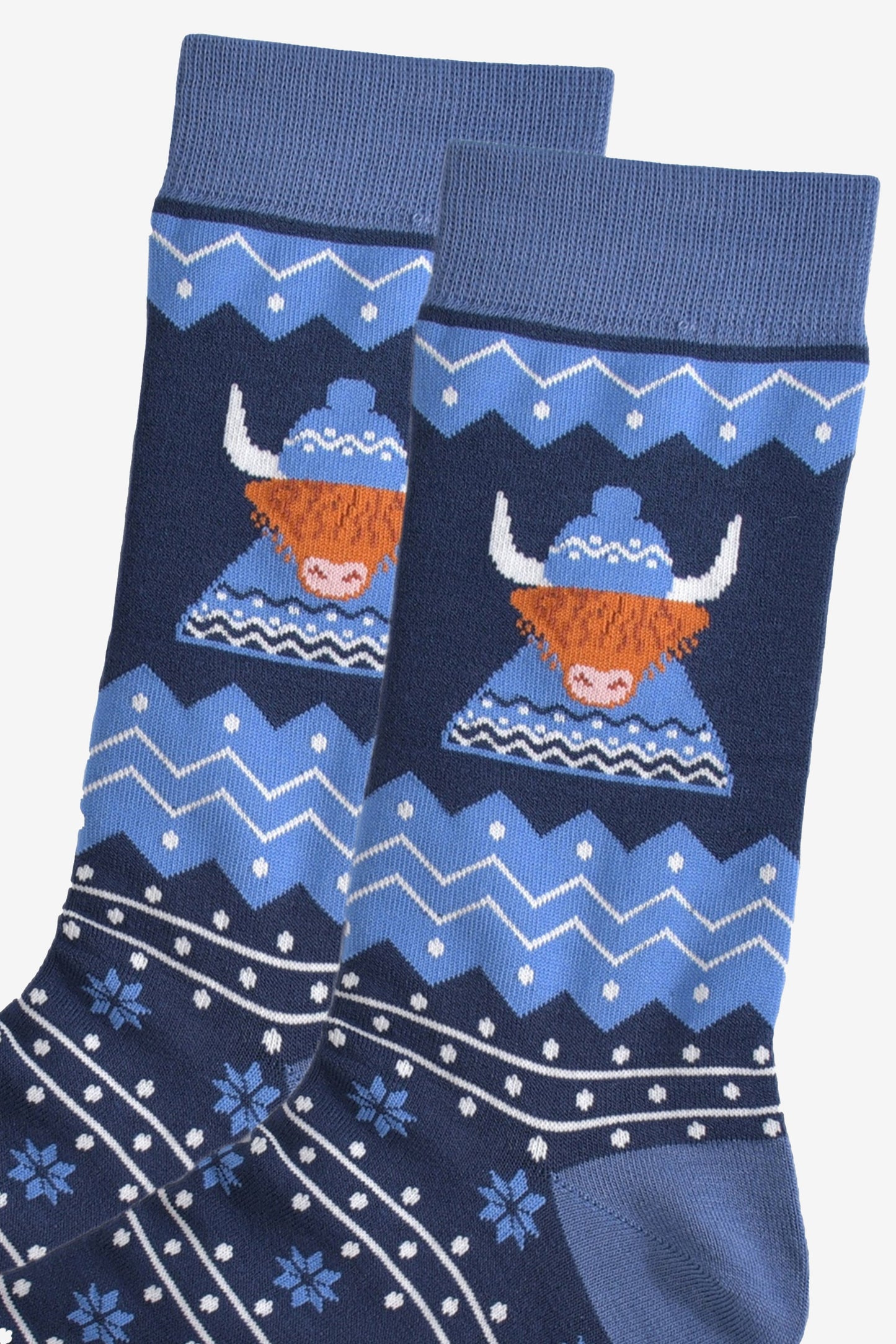 Men's Bamboo Socks - Blue, Highland Cow Hat and Jumper