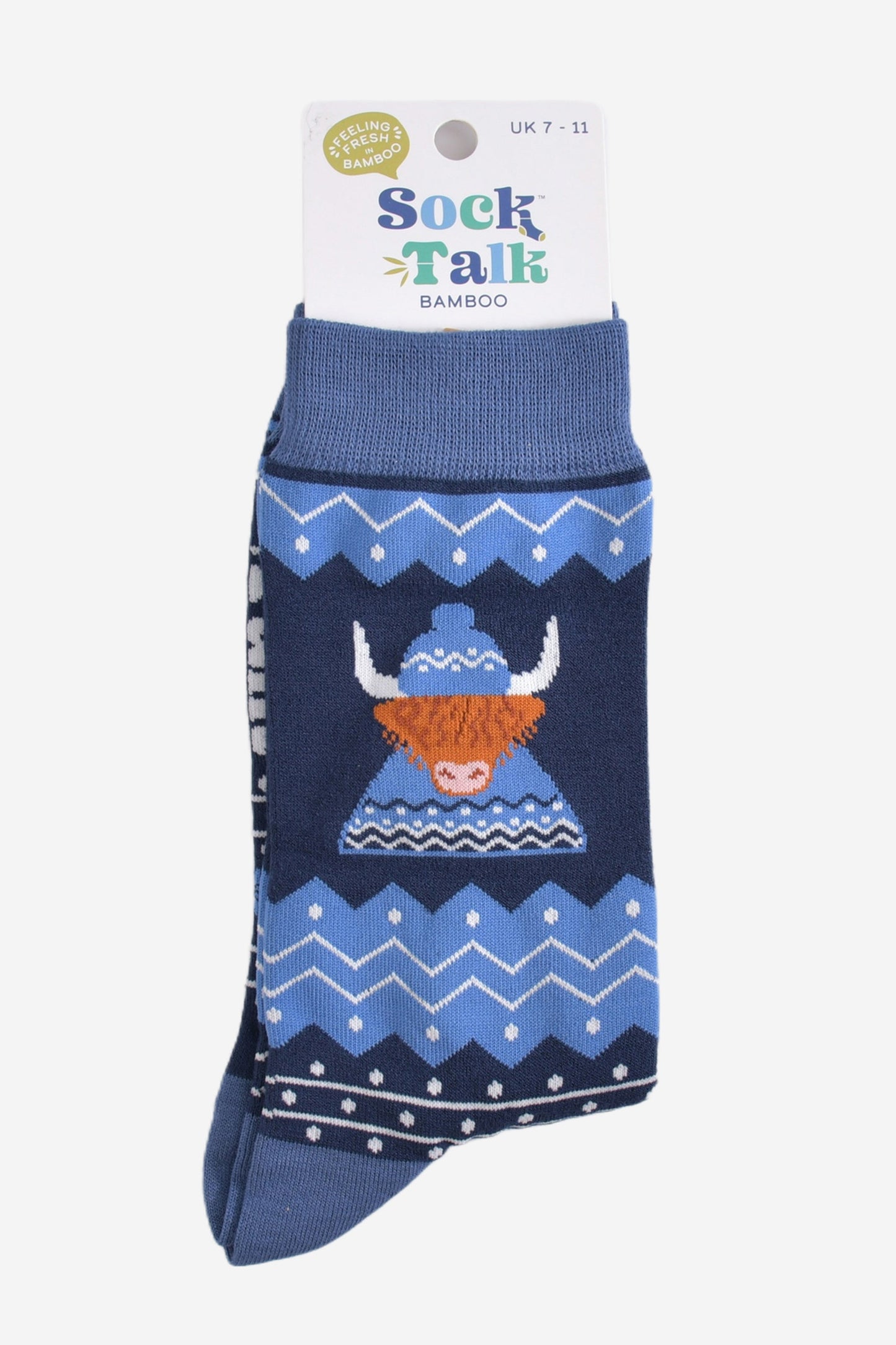 Men's Bamboo Socks - Blue, Highland Cow Hat and Jumper