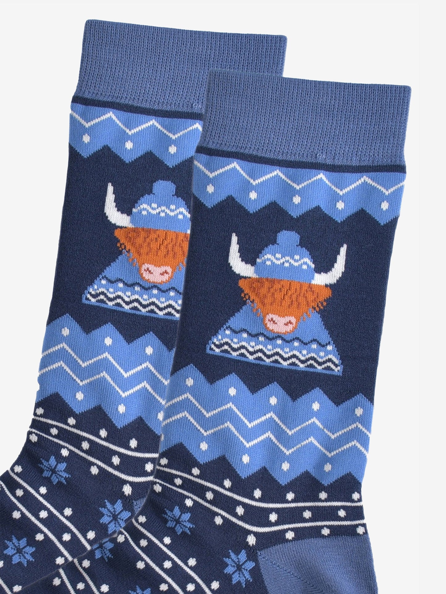 Men's Bamboo Socks - Blue, Highland Cow Hat and Jumper