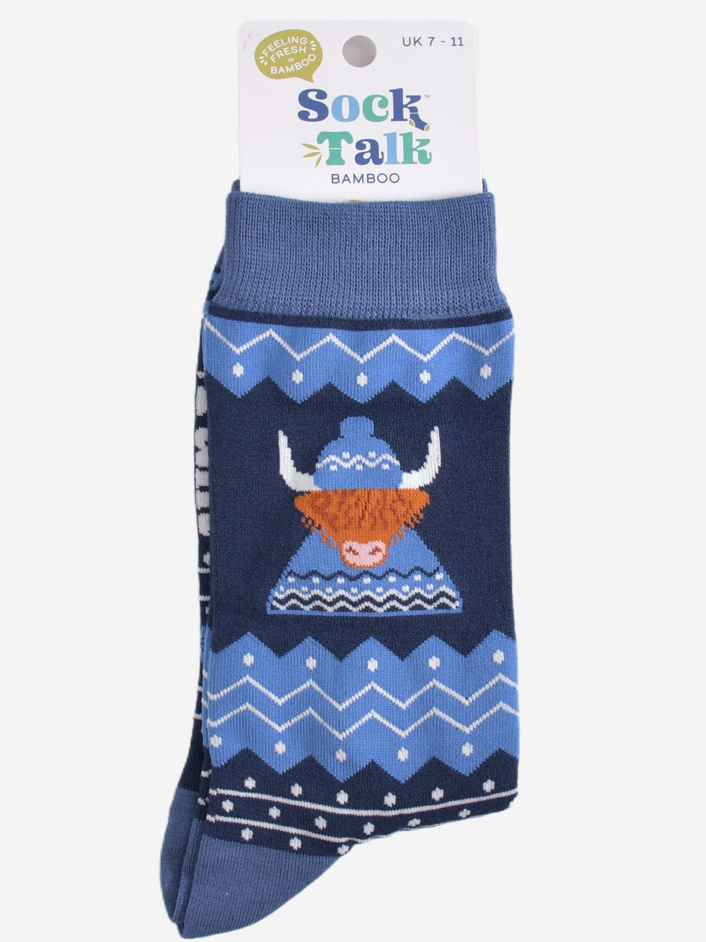 Men's Bamboo Socks - Blue, Highland Cow Hat and Jumper