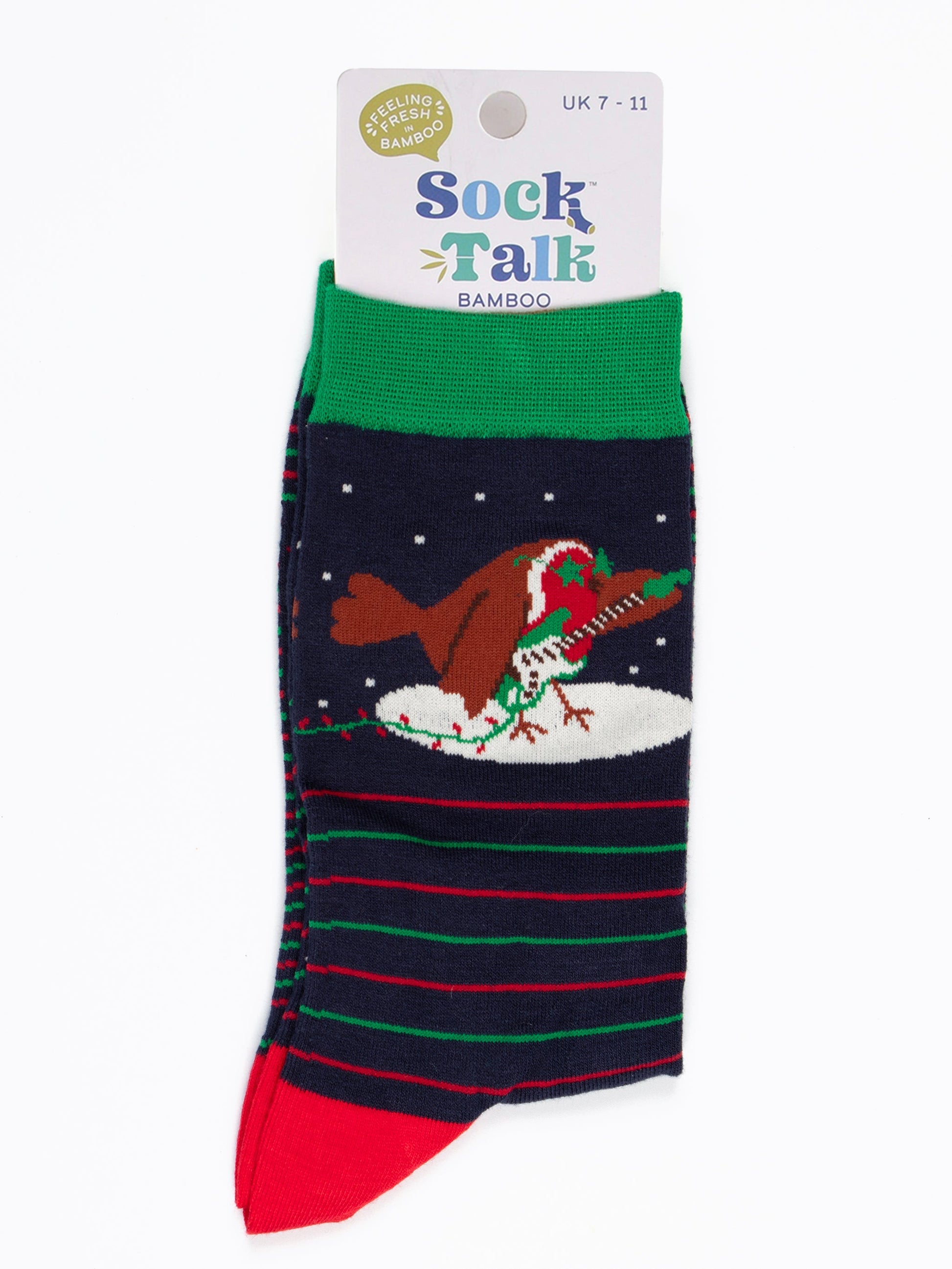 rockin robin bamboo socks in their sock talk packaging, these socks are a uk size 7-11