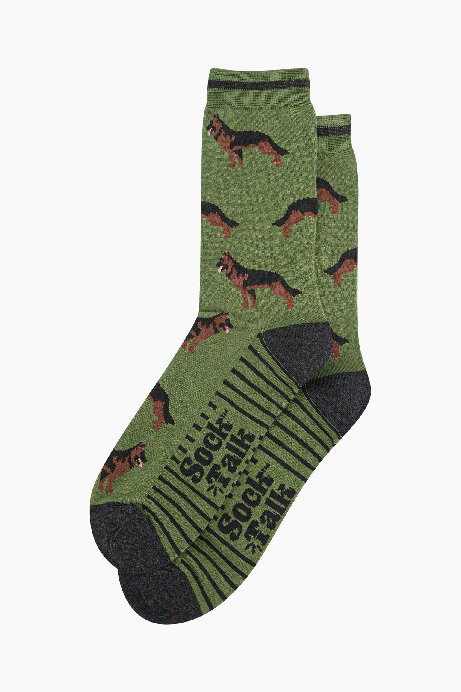 mens-bamboo-socks-green-alsatian-german-shepherd-laying-flat