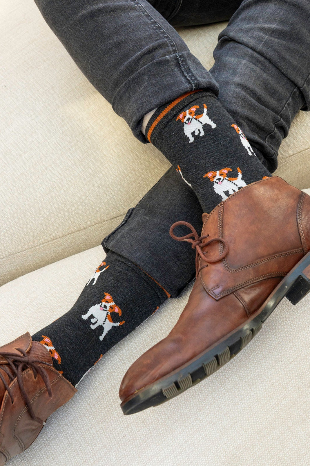 Men's Bamboo Socks - Black, Jack Russell