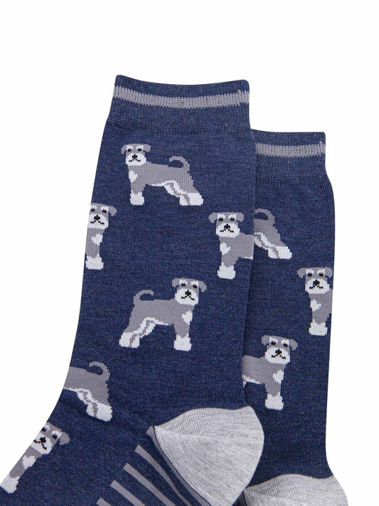 mens-bamboo-socks-navy-schnauzer-close-up-grey-dogs-white-beards-on-blue-background