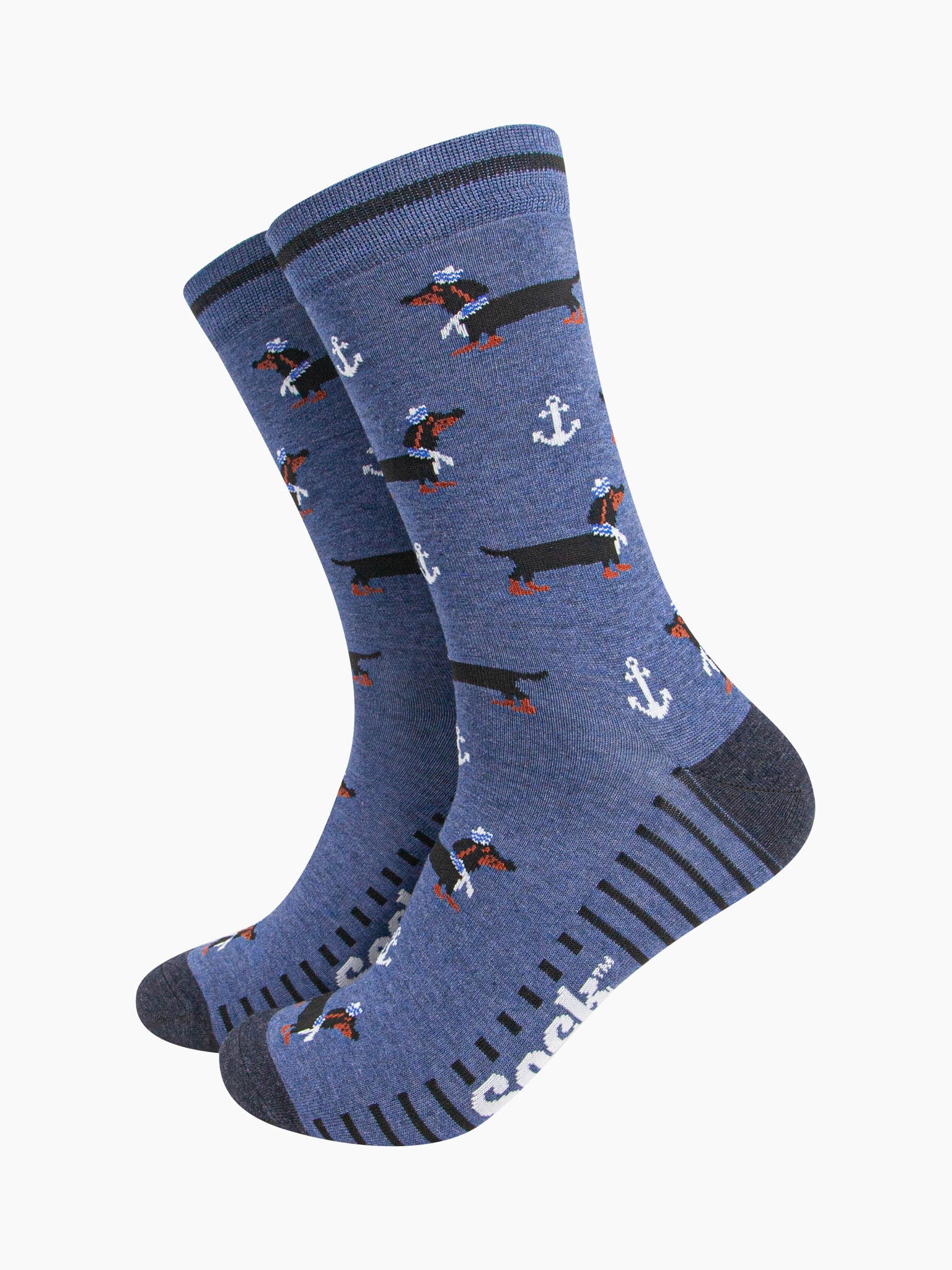 mens-bamboo-socks-denim-blue-sausage-dog-sailor-anchor-dachshunds-nautical