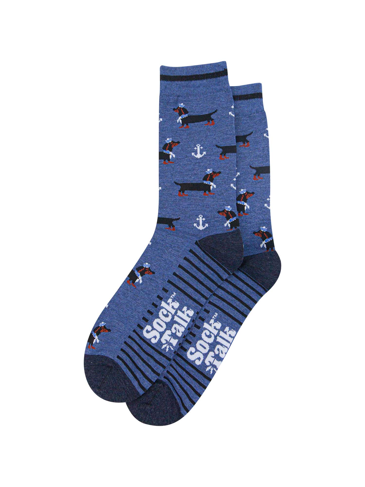 mens-bamboo-socks-denim-blue-sausage-dog-sailor-anchor-laying-flat