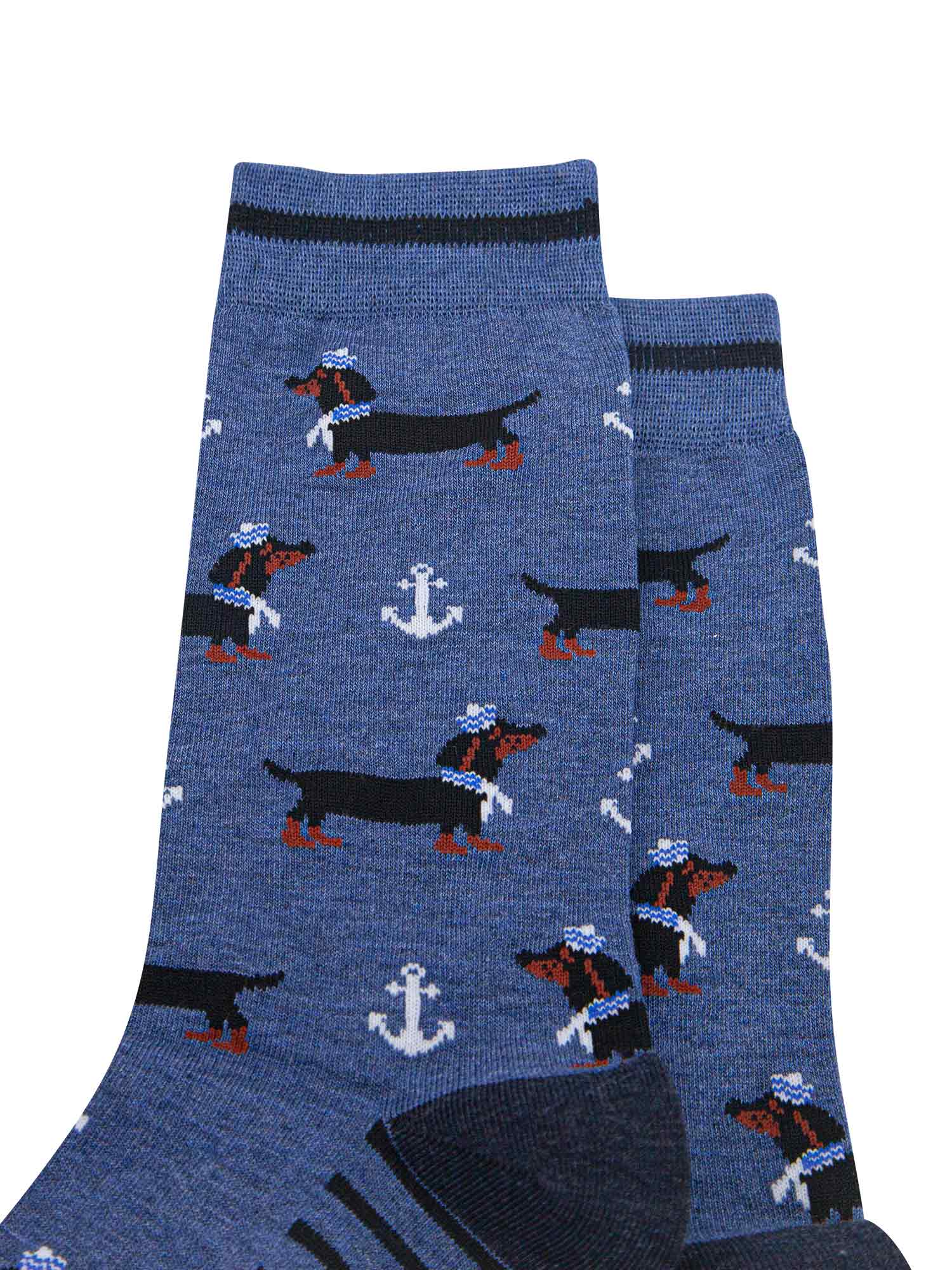 mens-bamboo-socks-denim-blue-sausage-dog-sailor-anchor-close-up-black-dachshunds-nautical