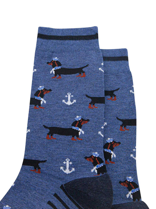 mens-bamboo-socks-denim-blue-sausage-dog-sailor-anchor-close-up-black-dachshunds-nautical