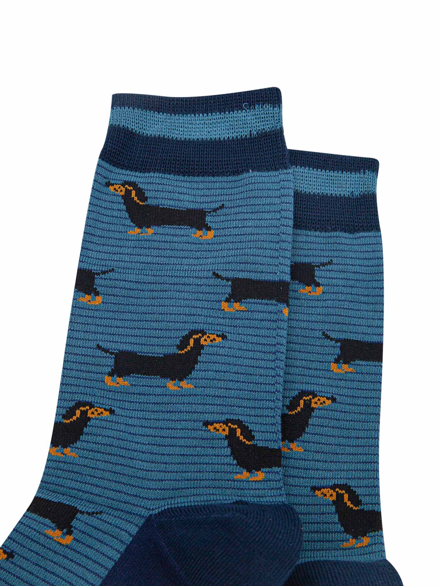 mens-bamboo-socks-denim-blue-navy-blue-sausage-dog-stripes-close-up