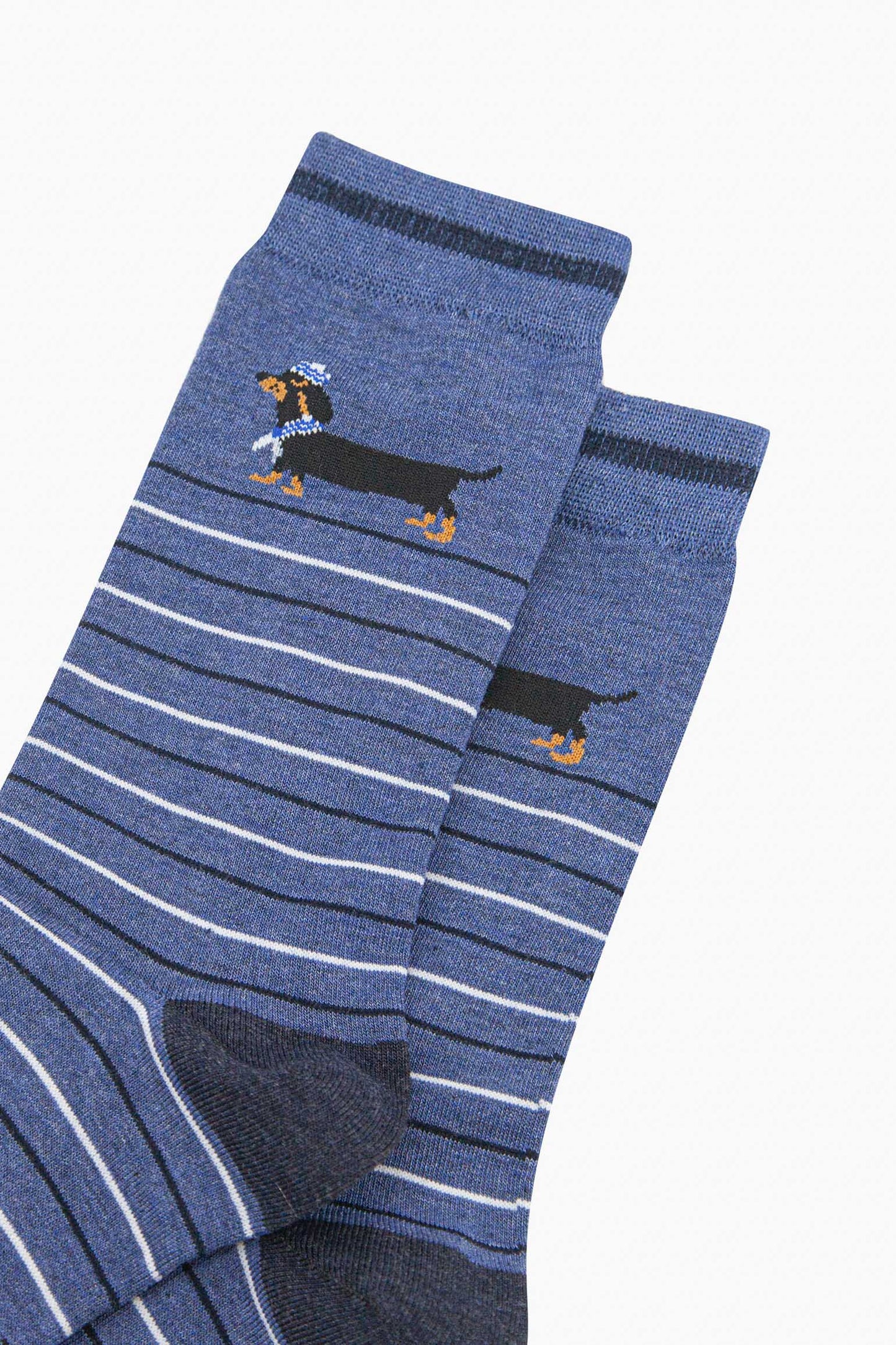 mens-bamboo-socks-denim-blue-sausage-dog-sailor-stripe-close-up-dachshuns-naval-uniforn