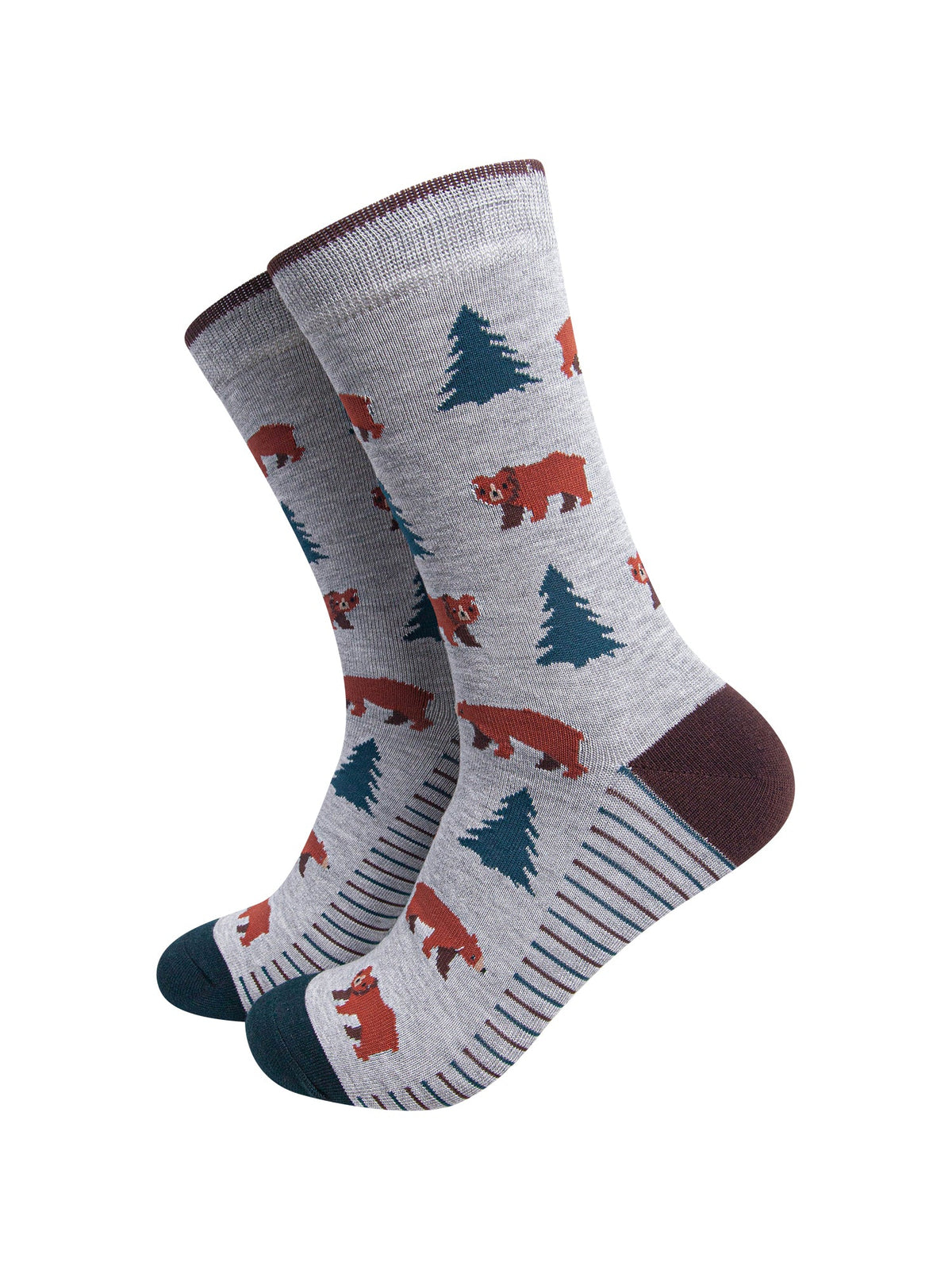 Grizzly-Bear-Men's-Bamboo-Socks-in-Grey-Marl-On-Mannequin