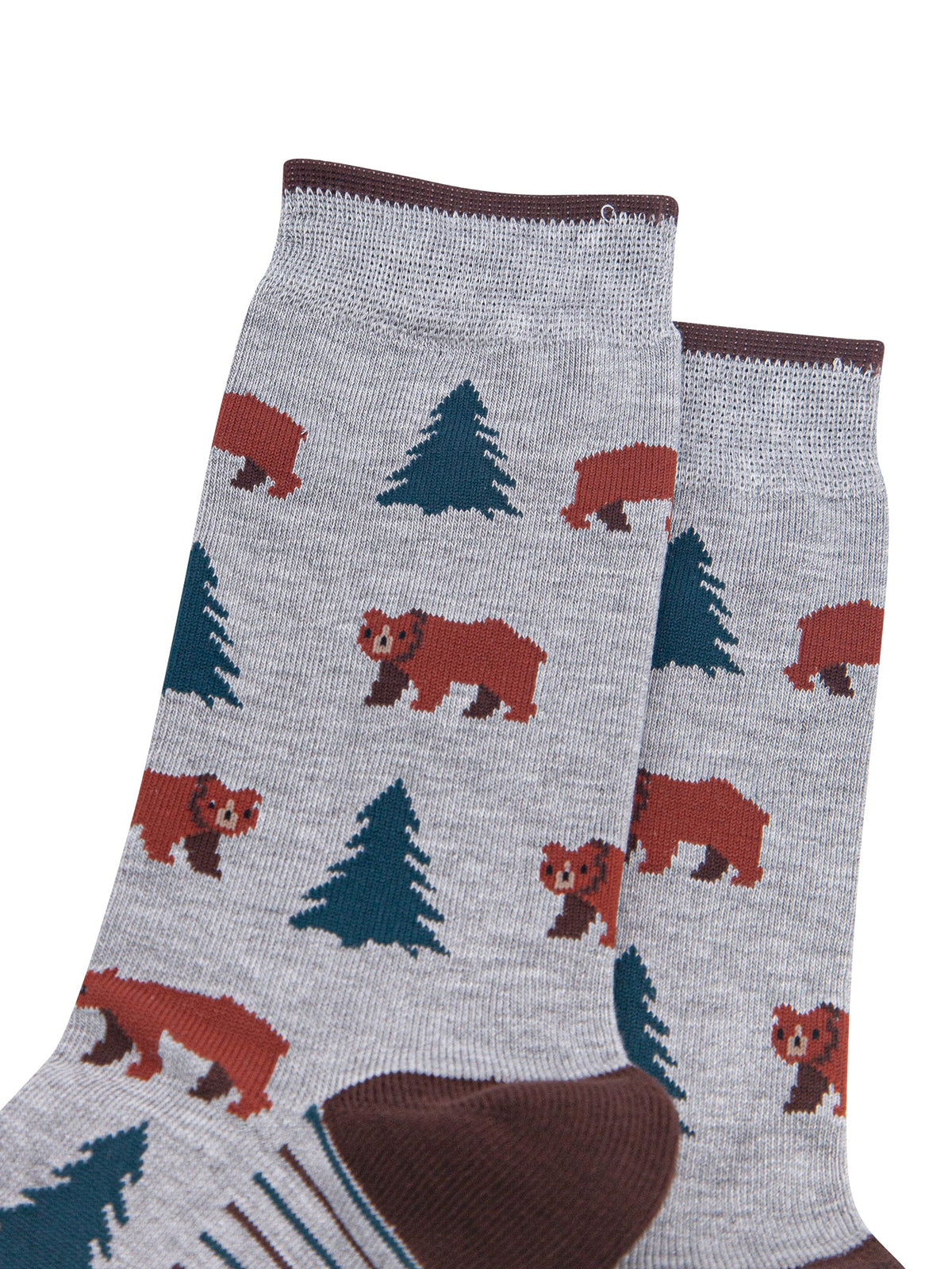 Grizzly-Bear-Men's-Bamboo-Socks-in-Grey-Marl-Close-Up