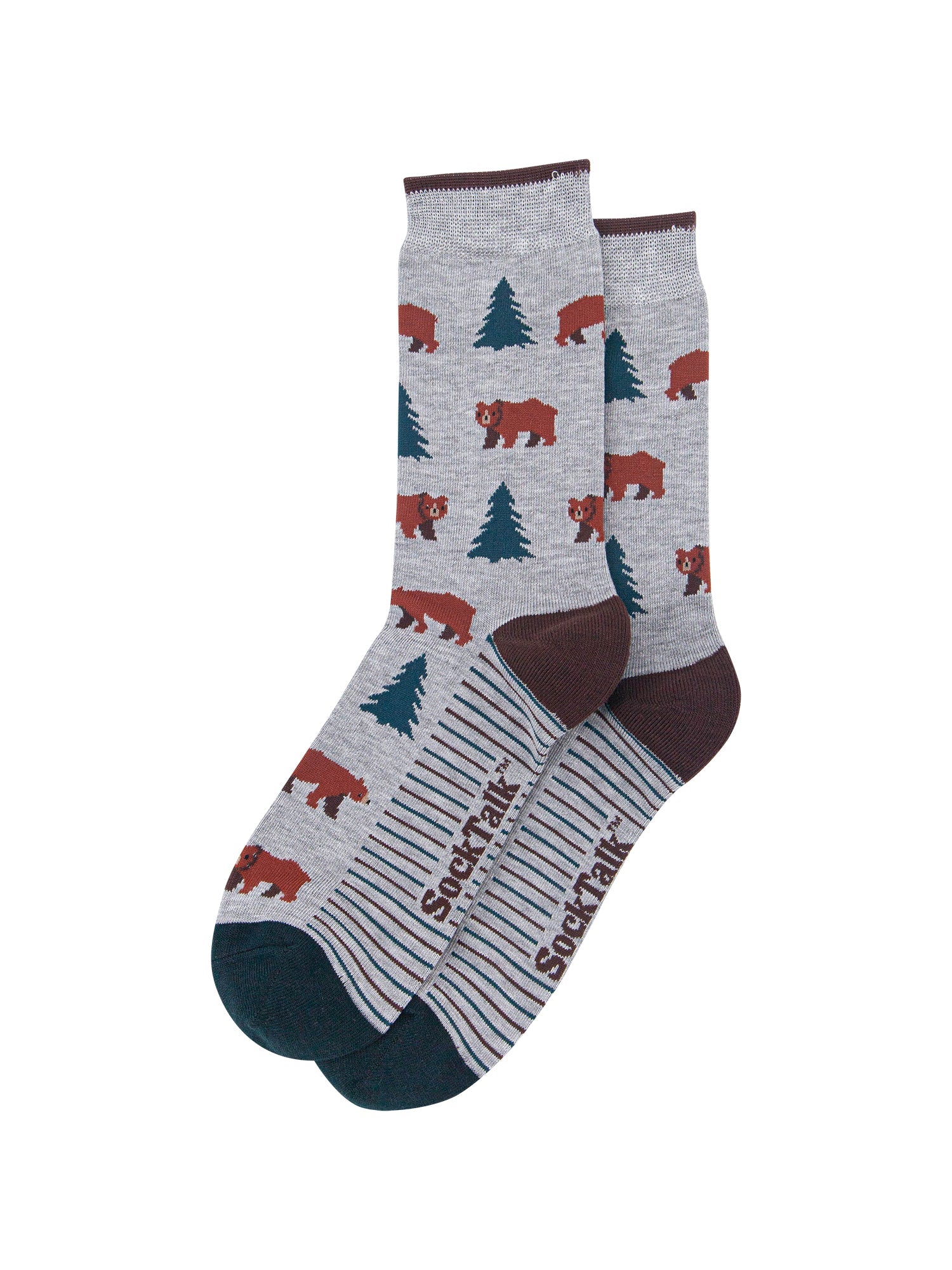Grizzly-Bear-Men's-Bamboo-Socks-in-Grey-Marl-Laid-Flat
