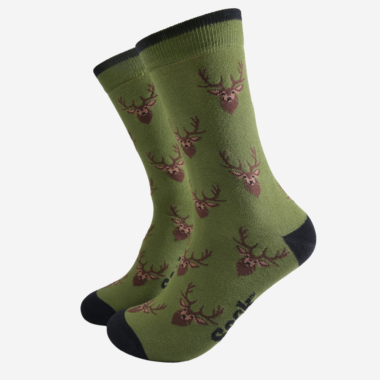 Men's Bamboo Socks - Green/Black, Stag