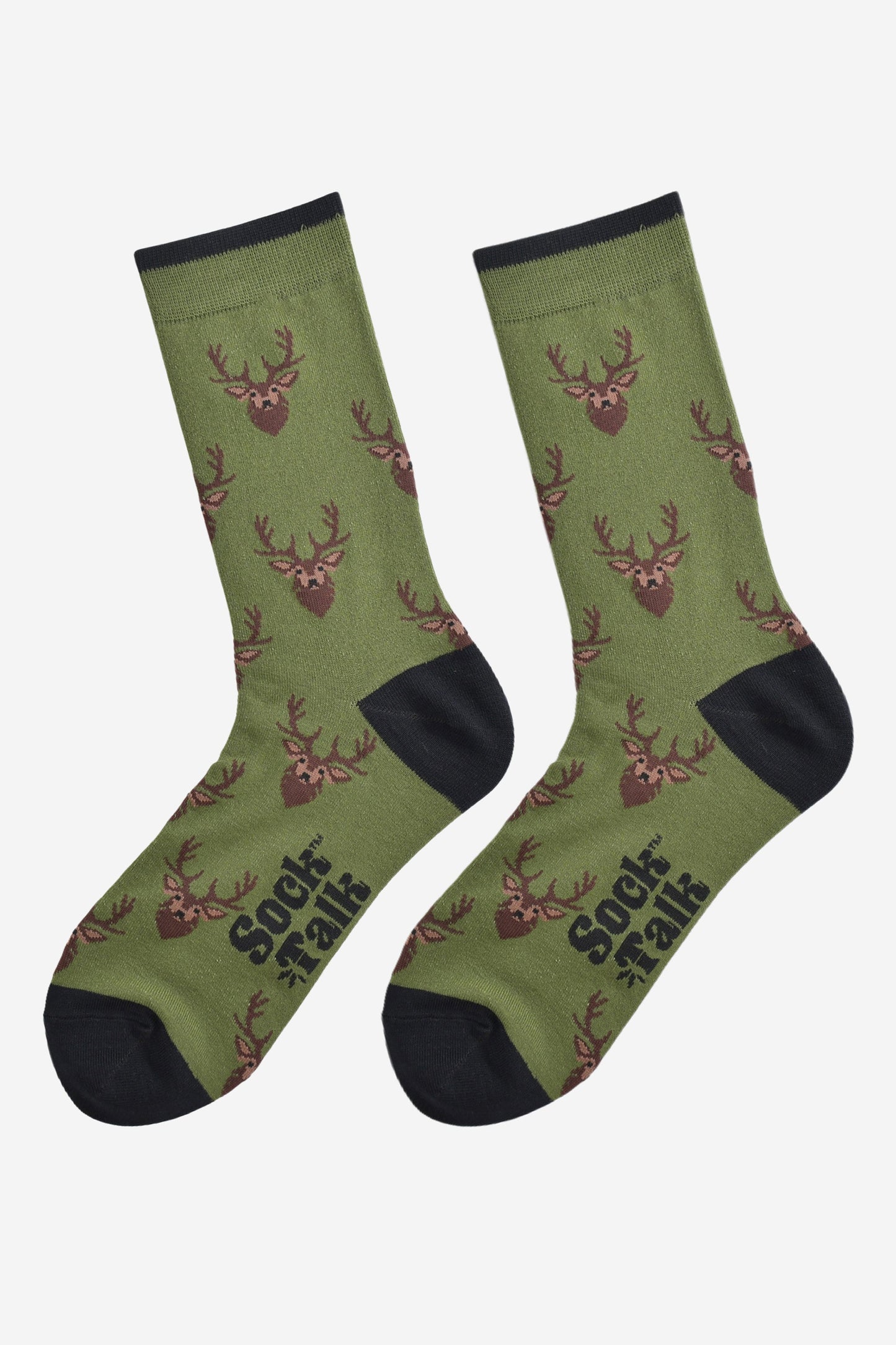 Men's Bamboo Socks - Green/Black, Stag