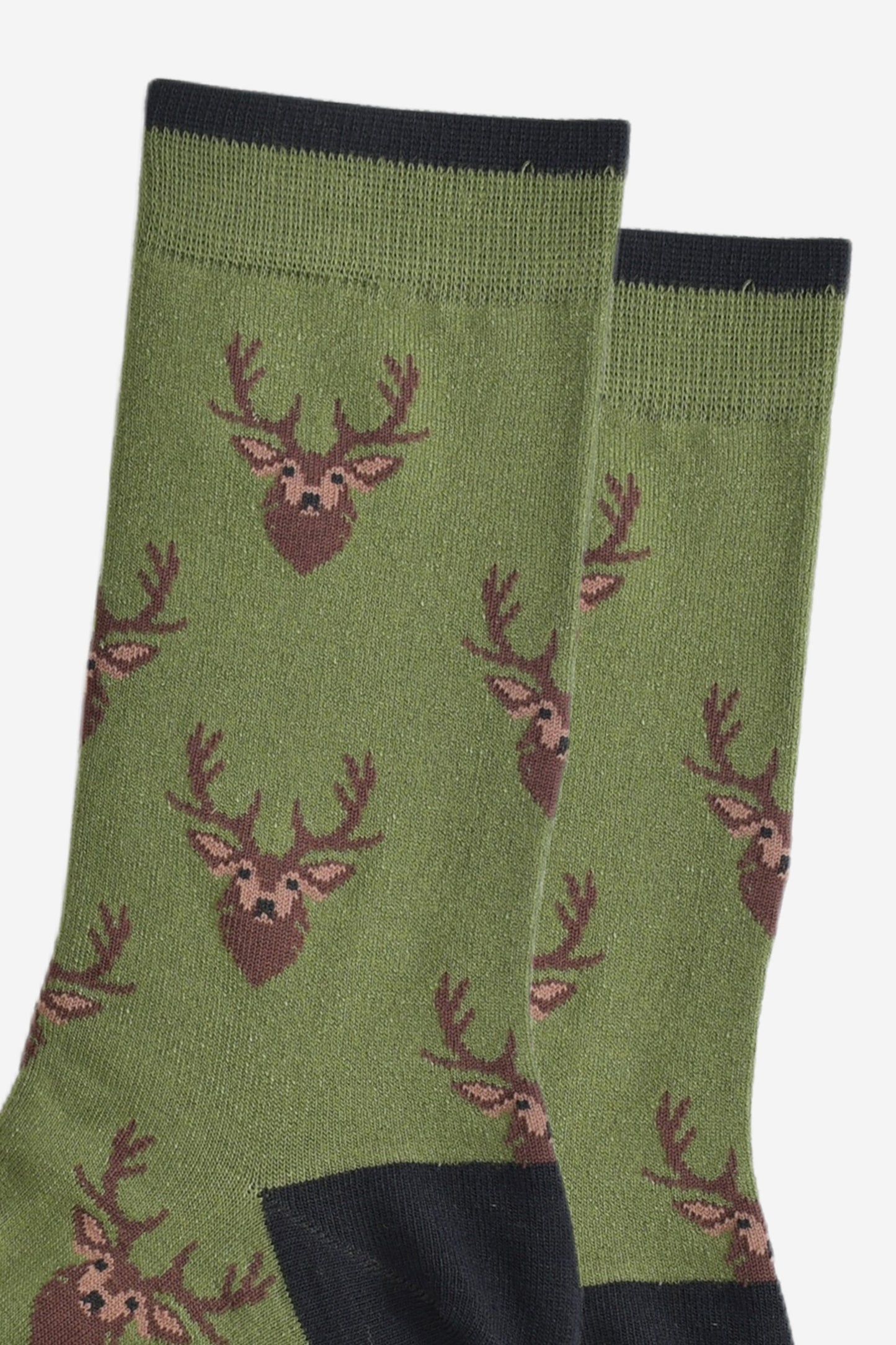 Men's Bamboo Socks - Green/Black, Stag