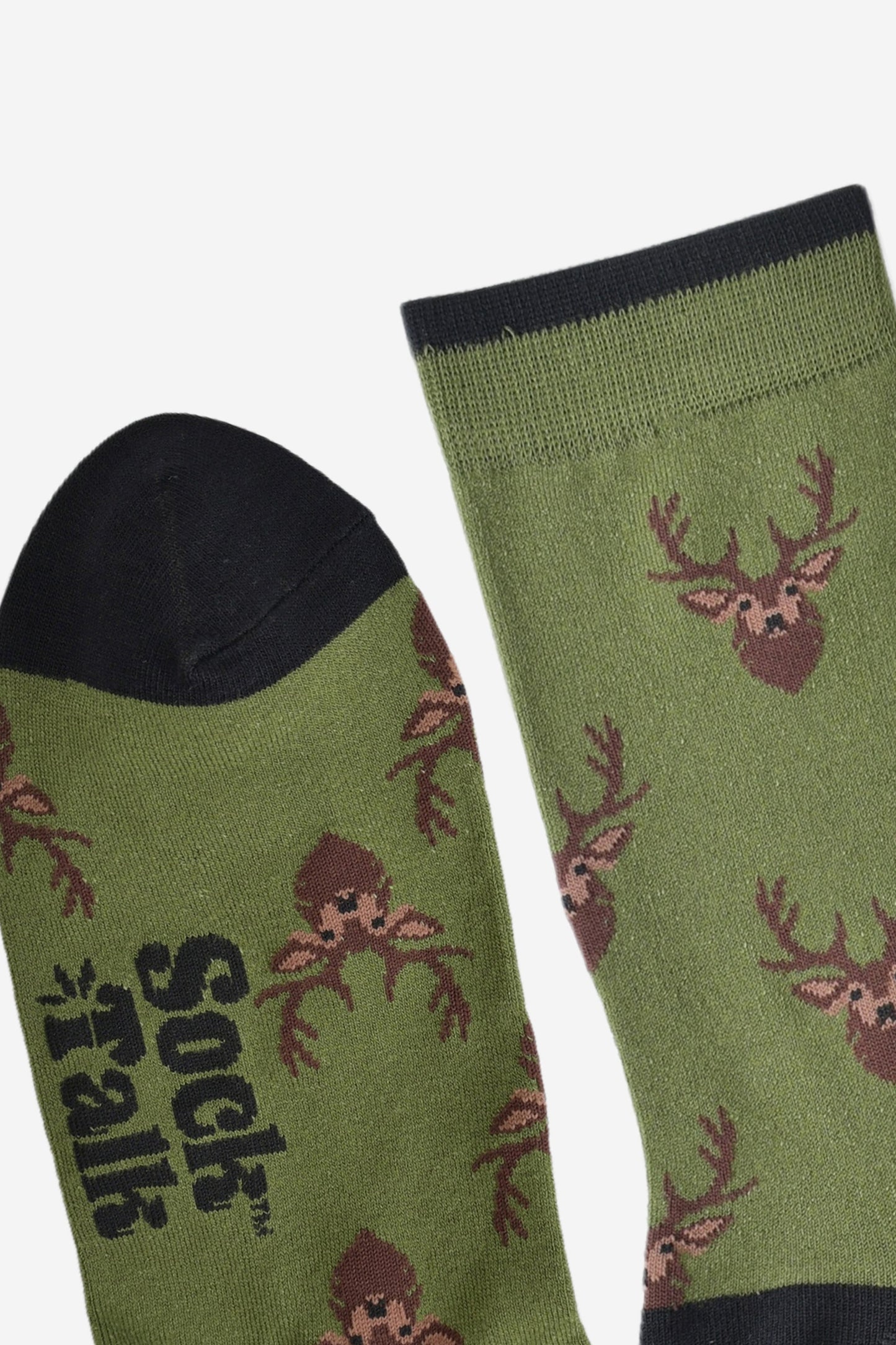 Men's Bamboo Socks - Green/Black, Stag