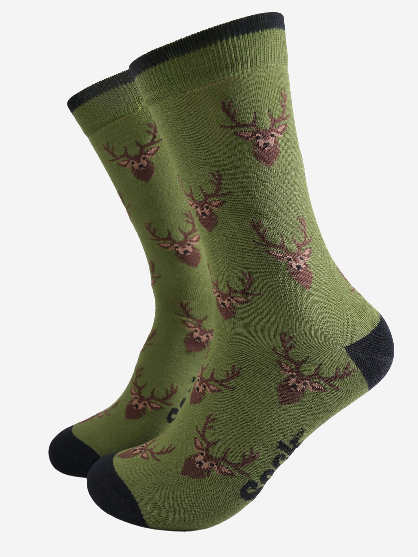 Men's Bamboo Socks - Green/Black, Stag