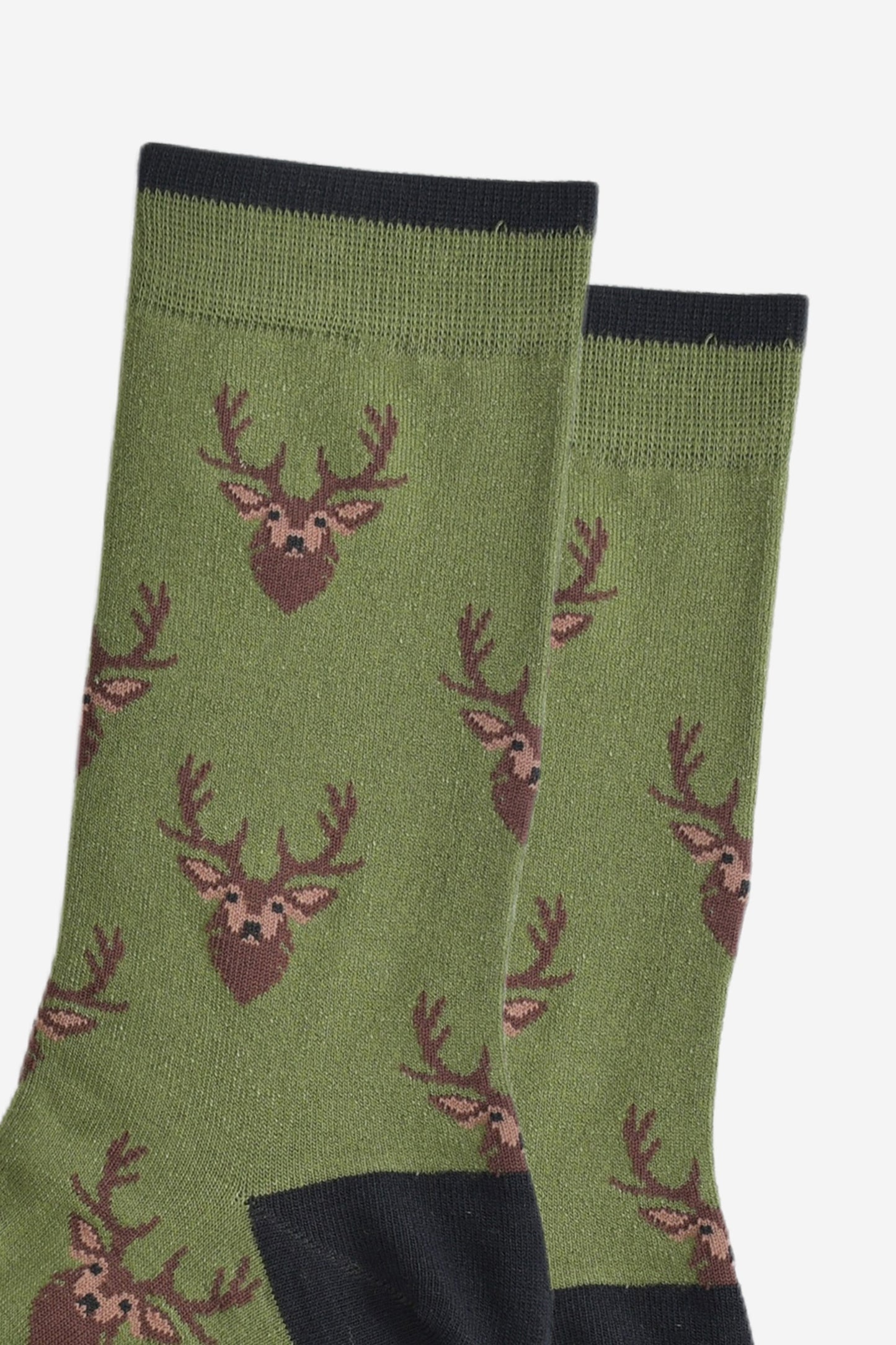 Men's Bamboo Socks - Green/Black, Stag