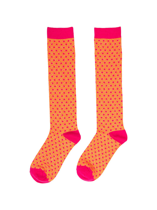 Cotton Knee High Glitter Socks in Orange/Pink